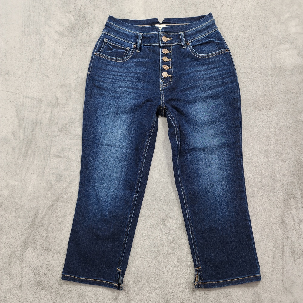 Maurices Jeans Womens 6 Blue High Rise Curvy Button Fly Crop Stretch Denim